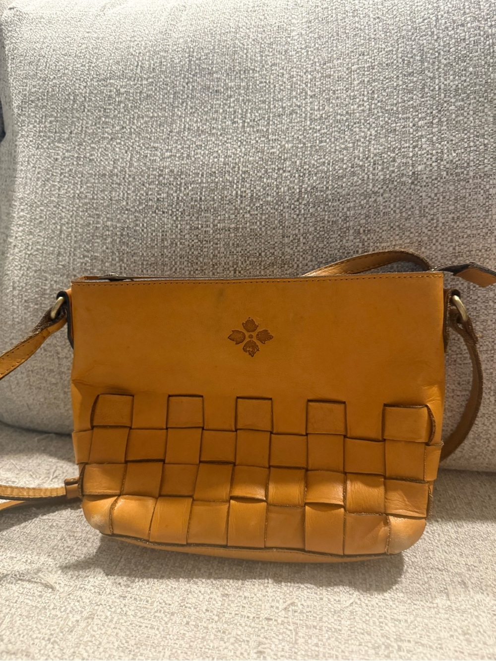 Patricia Nash Mustard Woven Leather Crossbody Bag